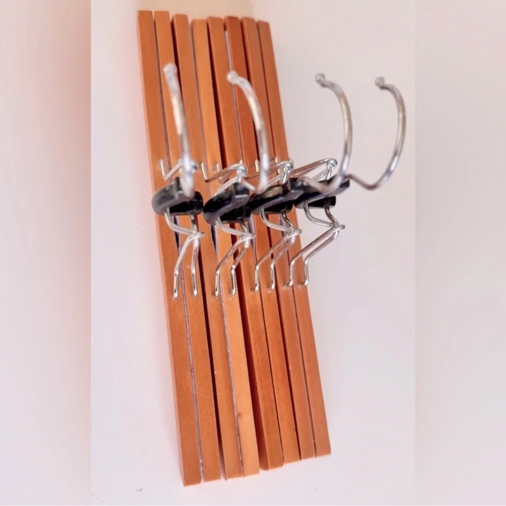 IKEA Wooden Pants & Skirts Hangers Set of 4 Wood Metal Clamp Pant & Skirt Hanger